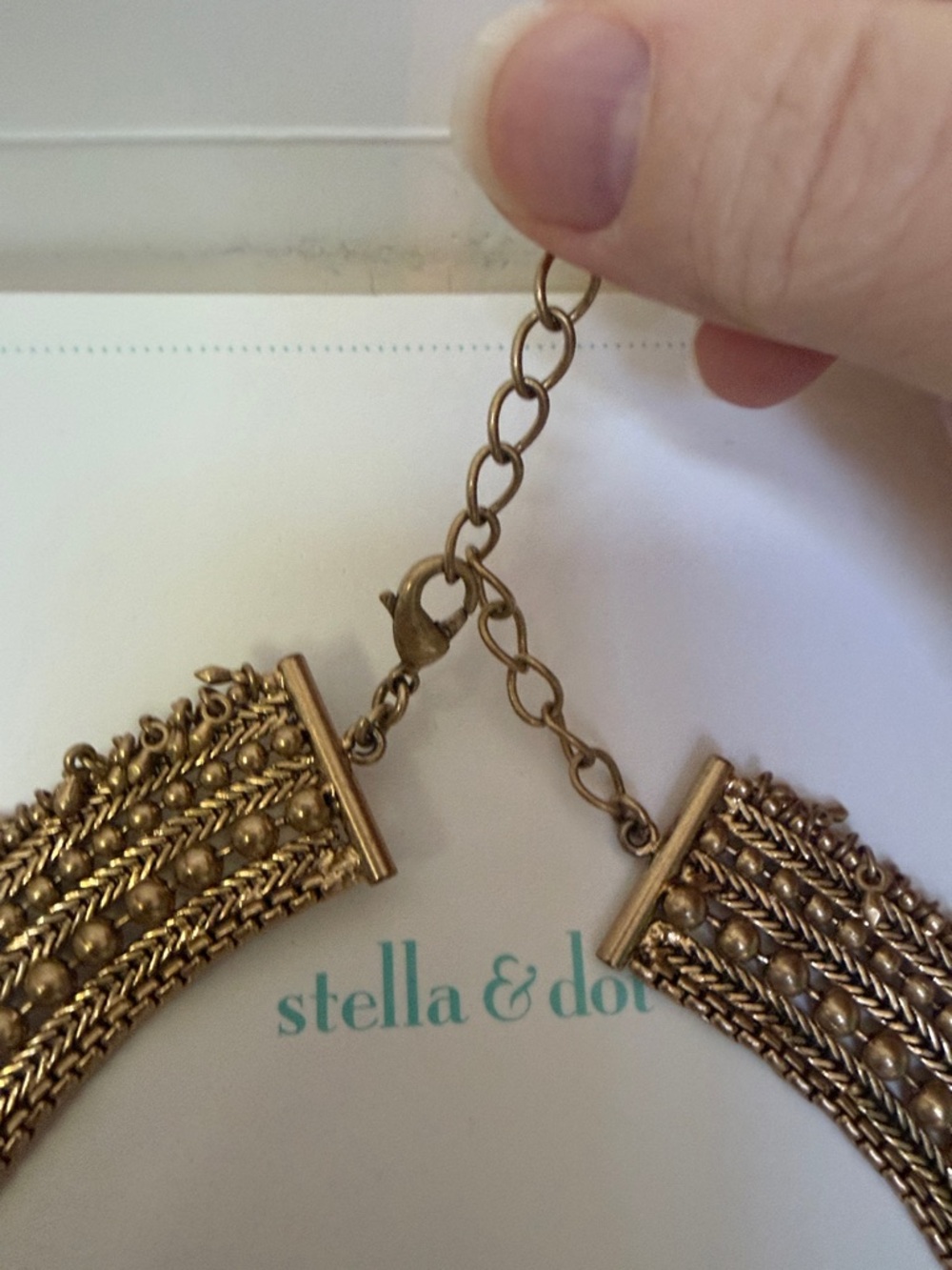 Stella & Dot Antique Gold Multi-Layer Fringe Collar Necklace - Picture 5 of 13